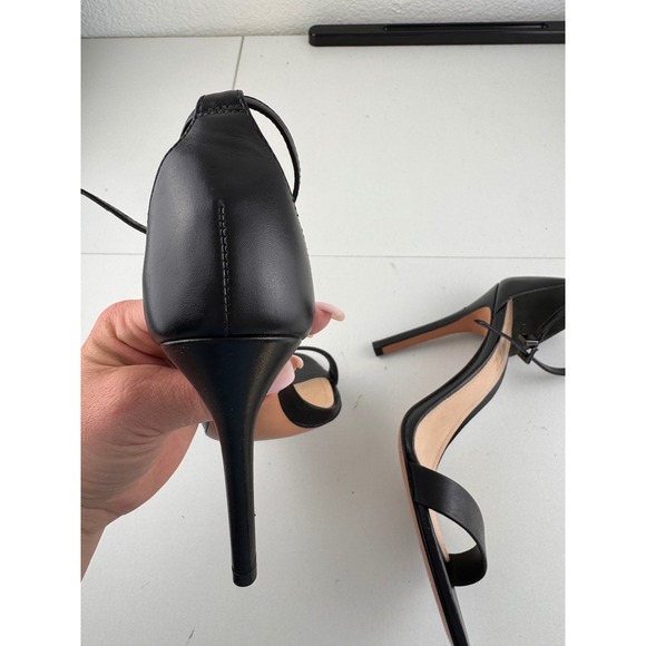 SCHUTZ Cadey Lee Black Leather Ankle Strap Stiletto High Heels Womens Size 6.5B - Picture 7 of 9